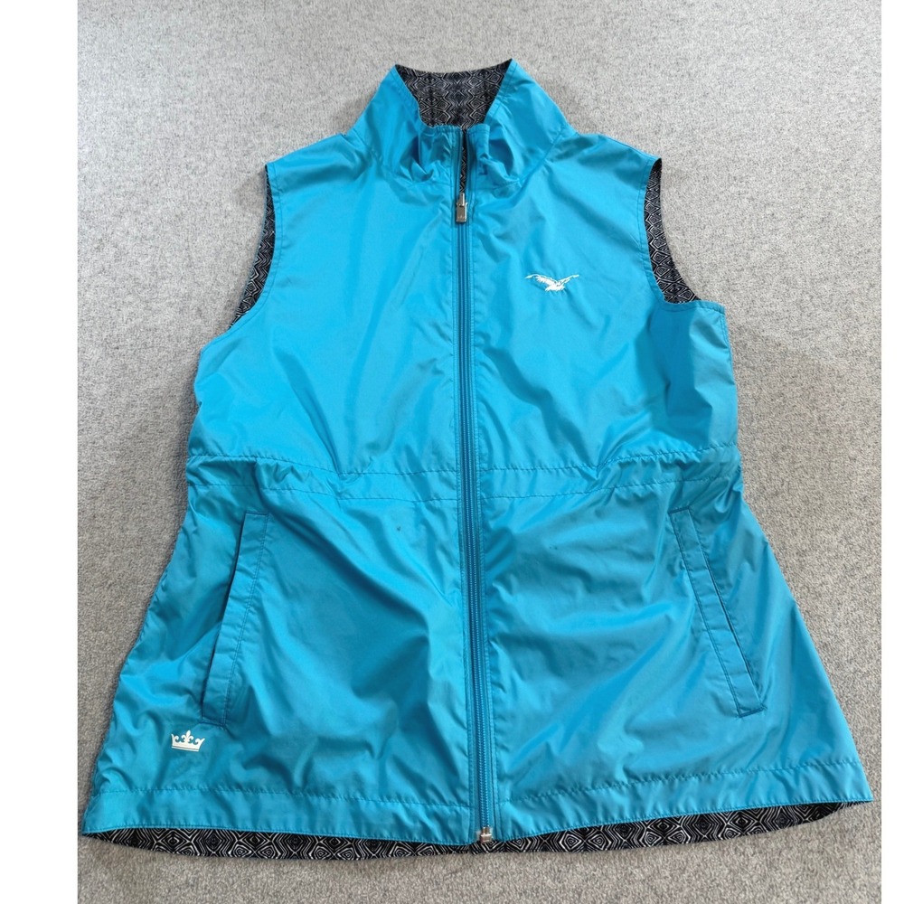 Peter Millar Crown Sport Vest Womens Small Blue Full Zip Lightweight Golf Sporty